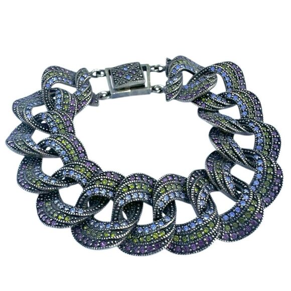Heidi Daus Multicolor Swarovski Crystal Pavรฉ Link Bracelet - Picture 6 of 12